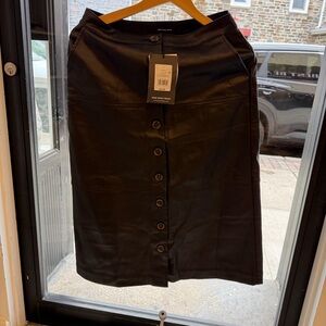 Black Leather Button-Down Skirt